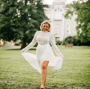 White crochet dress with slit
